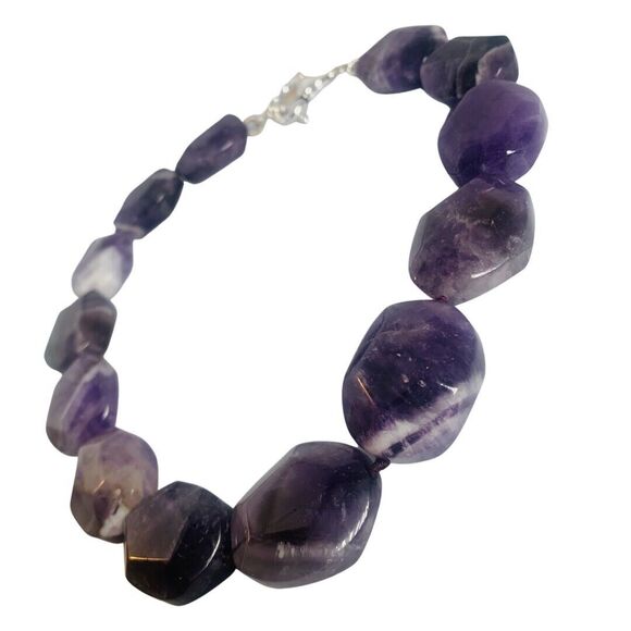 Ralph Lauren Purple Amethyst Chunky Necklace 18" Natural Stone 184 grams Bold - Picture 5 of 10